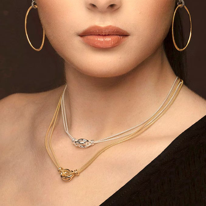 Gold Oval Love Knots Necklace
