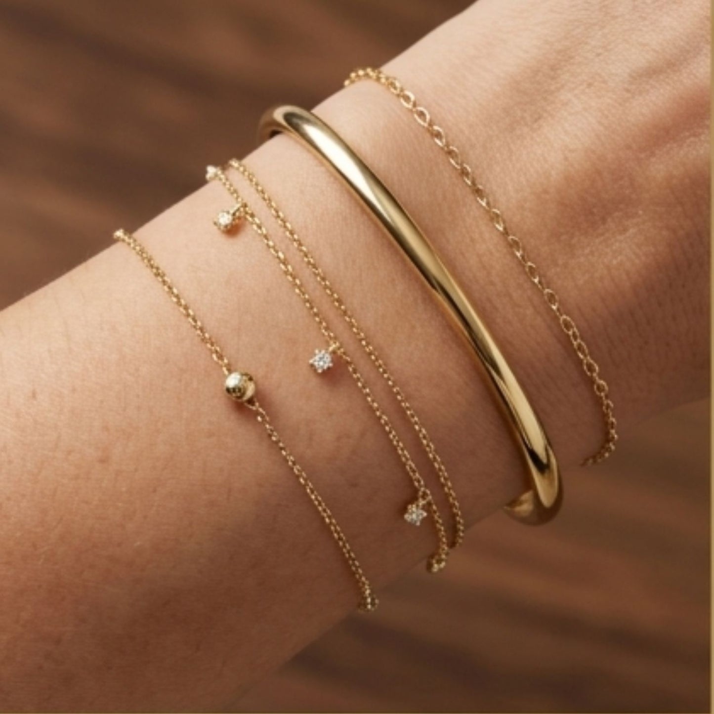 Gold Double Chain Pull Style Bracelet