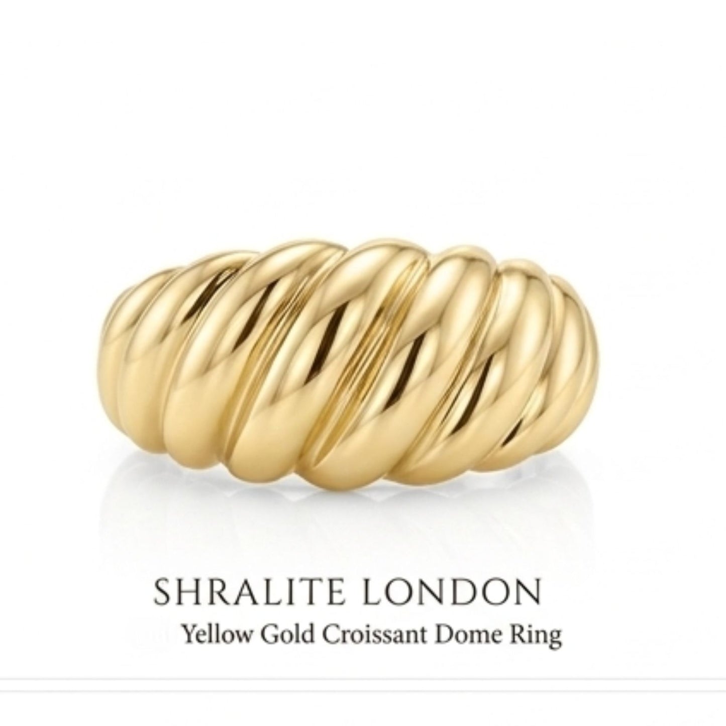 Stunning 9K Gold Rope Ring featuring a delicate croissant twist design,close up