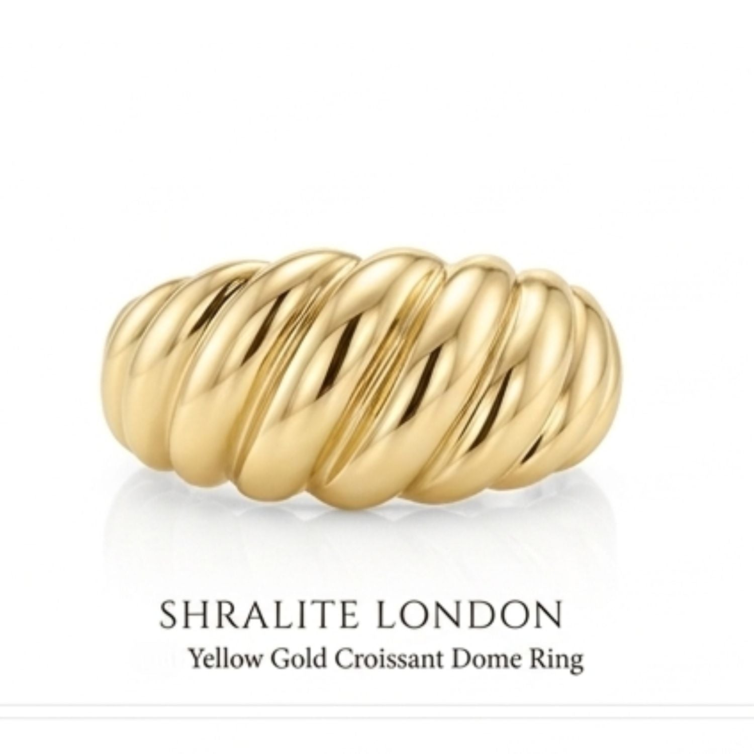 Stunning 9K Gold Rope Ring featuring a delicate croissant twist design,close up