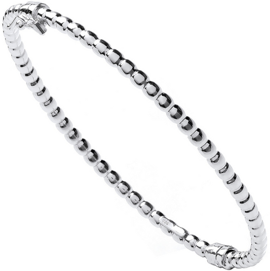 Silver Whispers Beaded Bangle