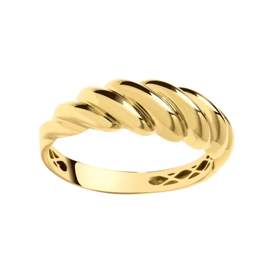 Golden Rope Ring Croissant Twist Yellow Gold Rope Ring | 9K Gold | Shralite London