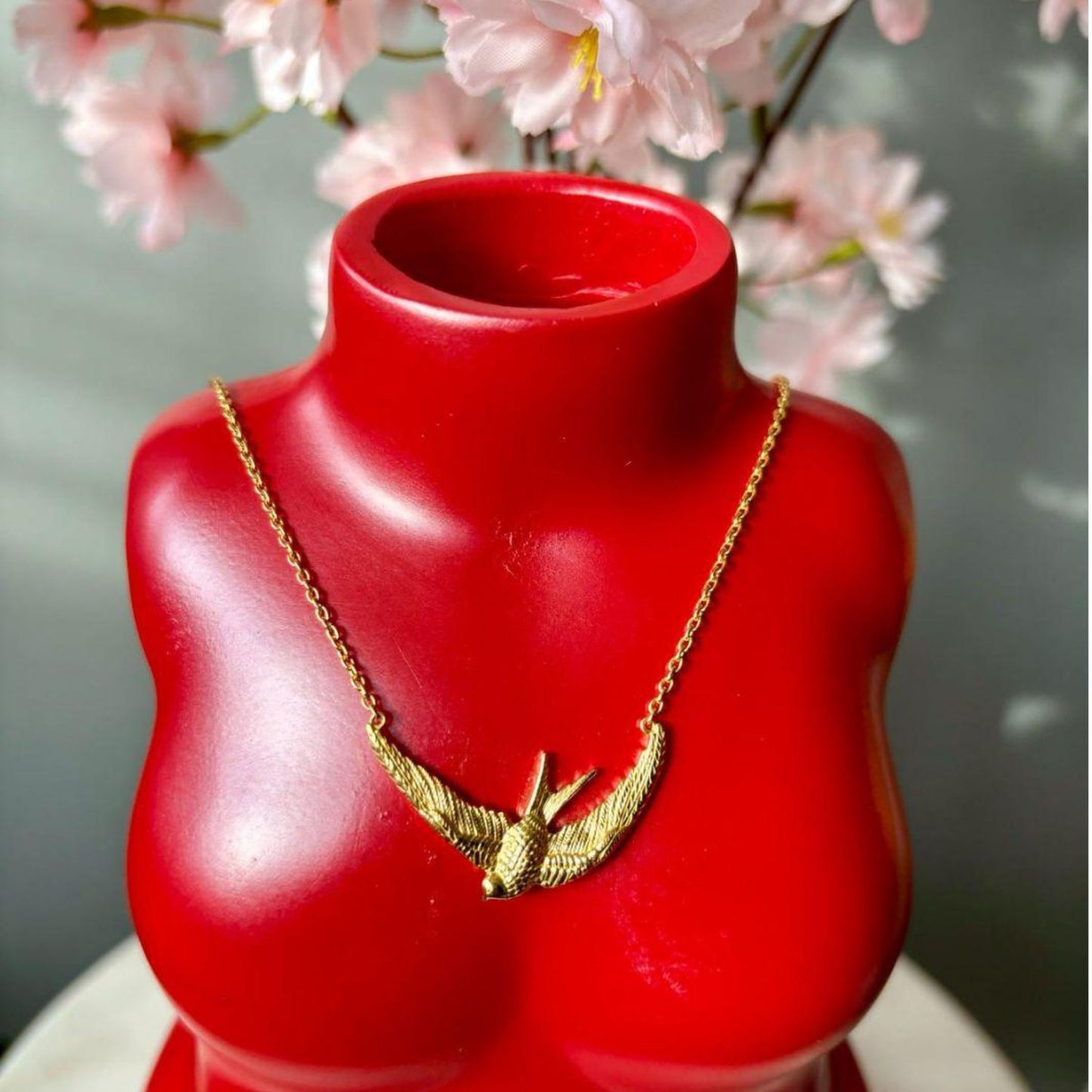 Golden Swallows Pendant Necklace | Sterling Silver & 18K Gold Vermeil