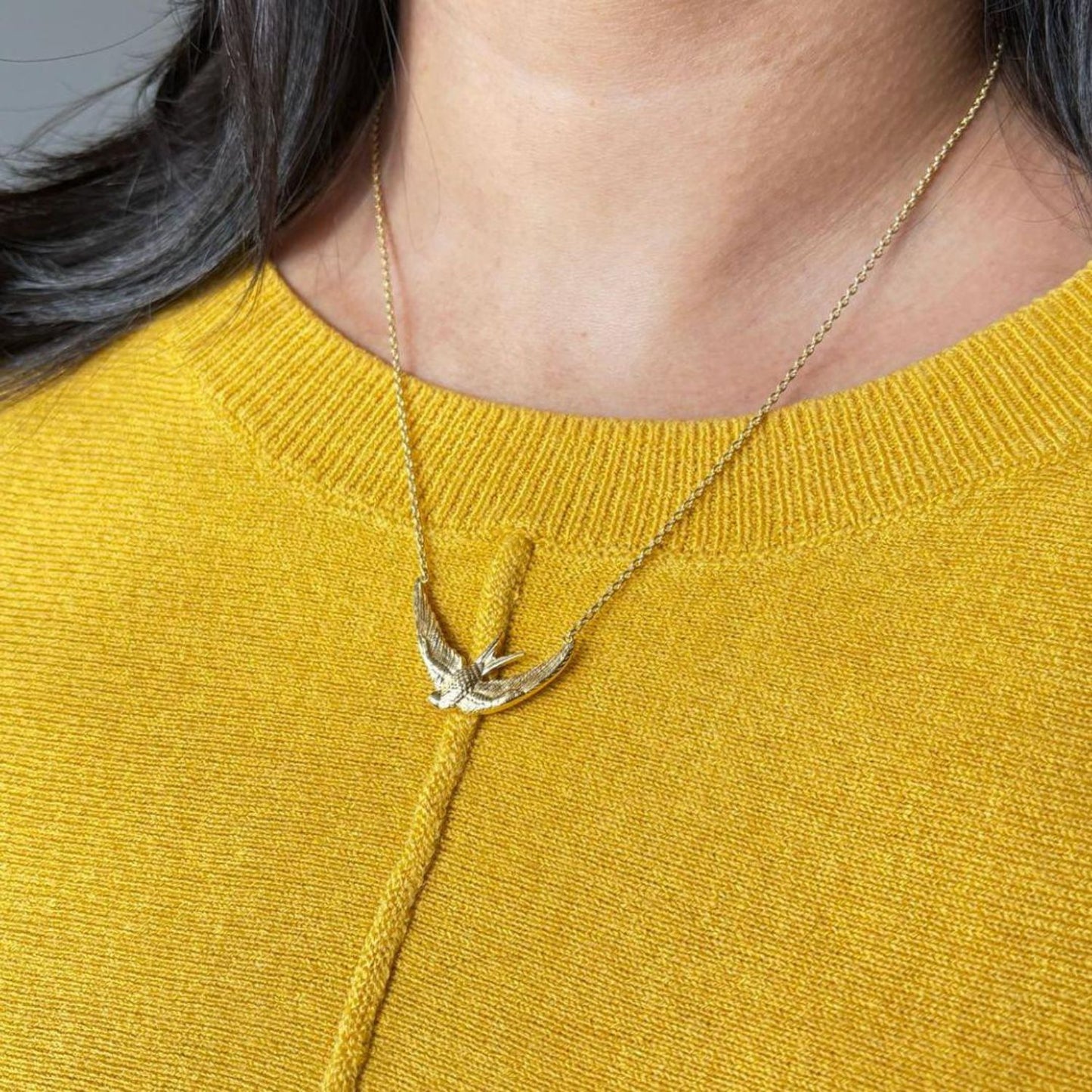 Golden Swallows Pendant Necklace | Sterling Silver & 18K Gold Vermeil