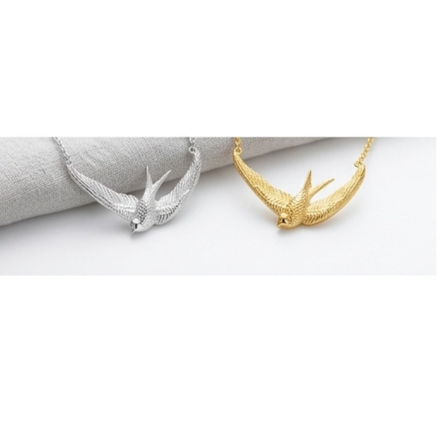 Golden Swallows Pendant Necklace | Sterling Silver & 18K Gold Vermeil