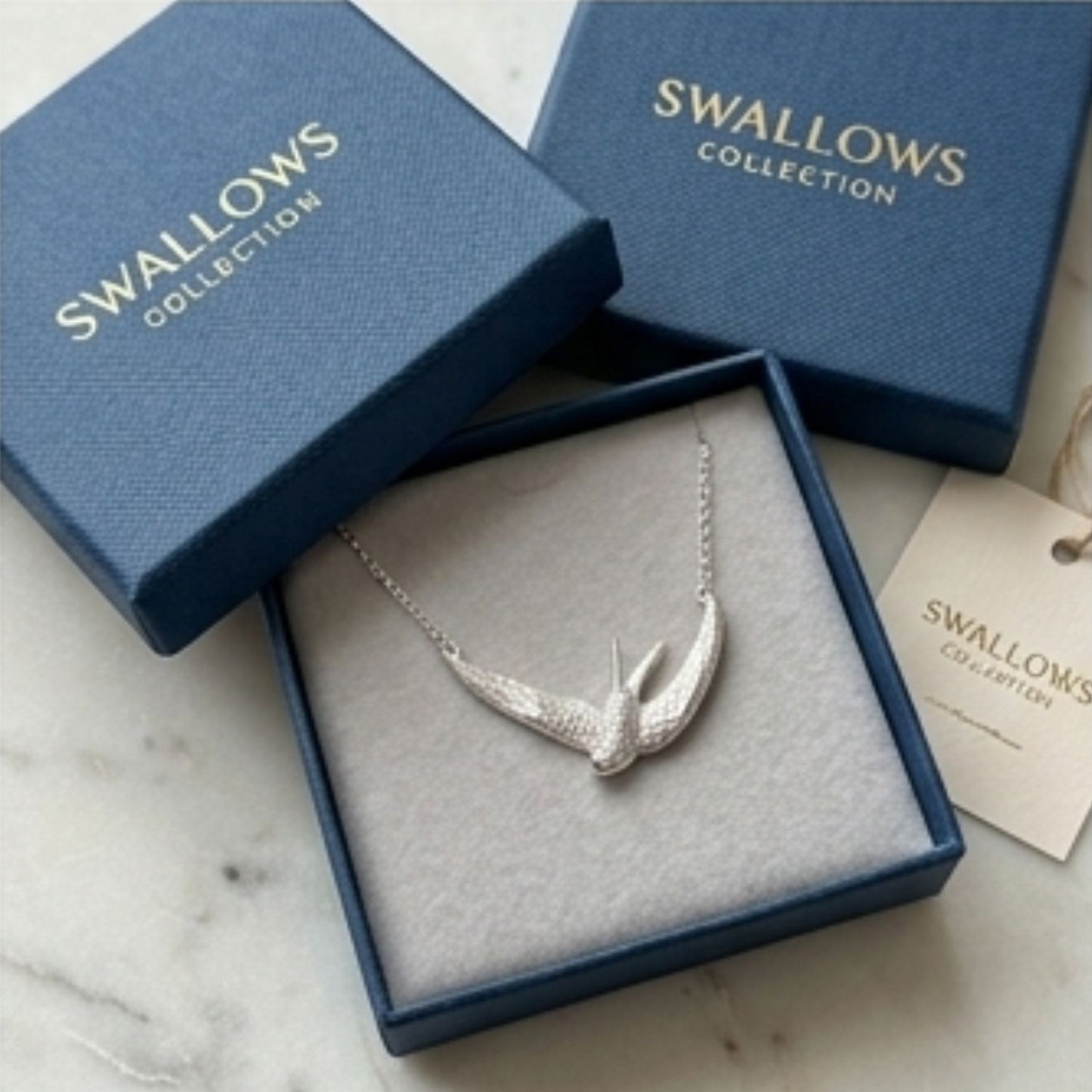 Golden Swallows Pendant Necklace | Sterling Silver & 18K Gold Vermeil