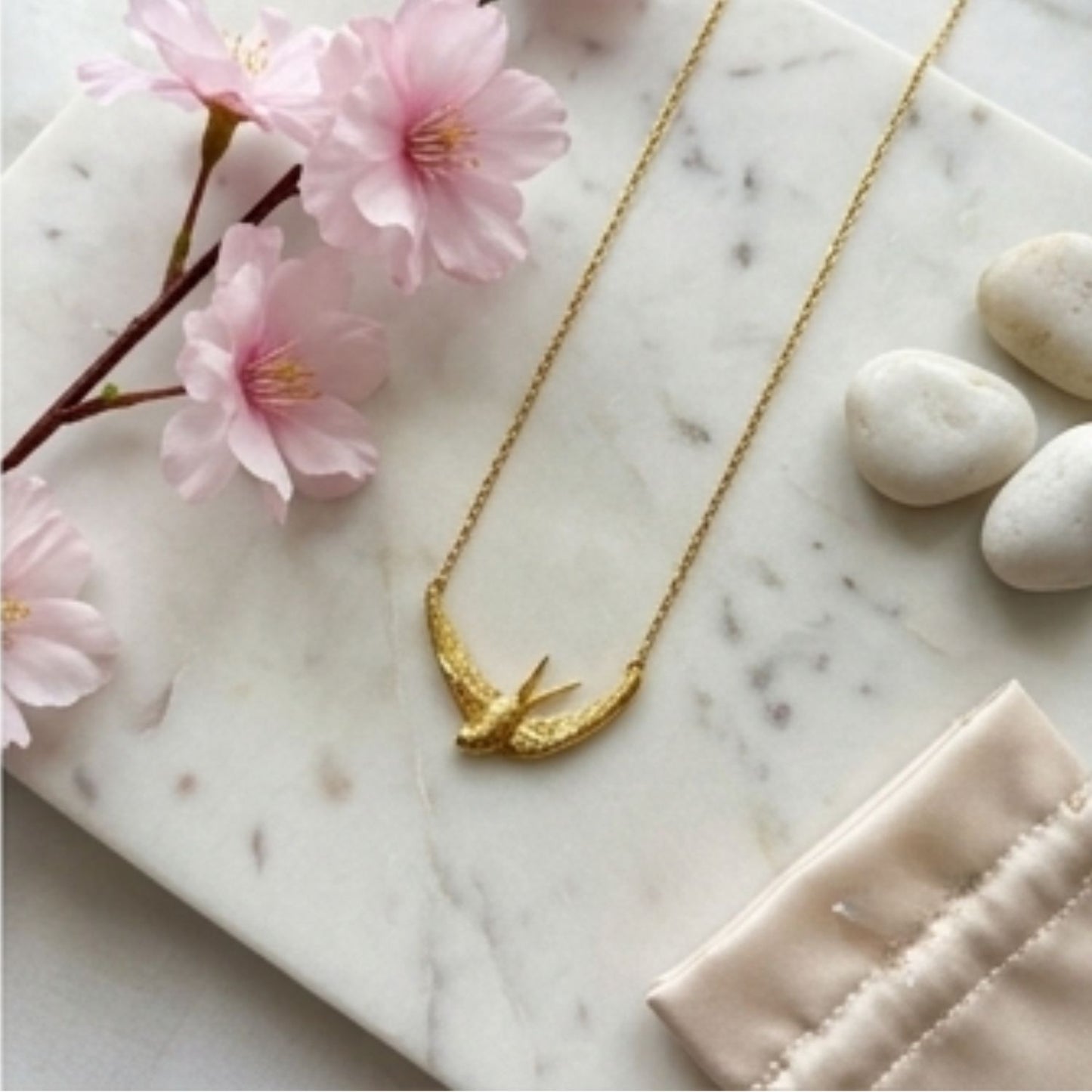 Golden Swallows Pendant Necklace | Sterling Silver & 18K Gold Vermeil