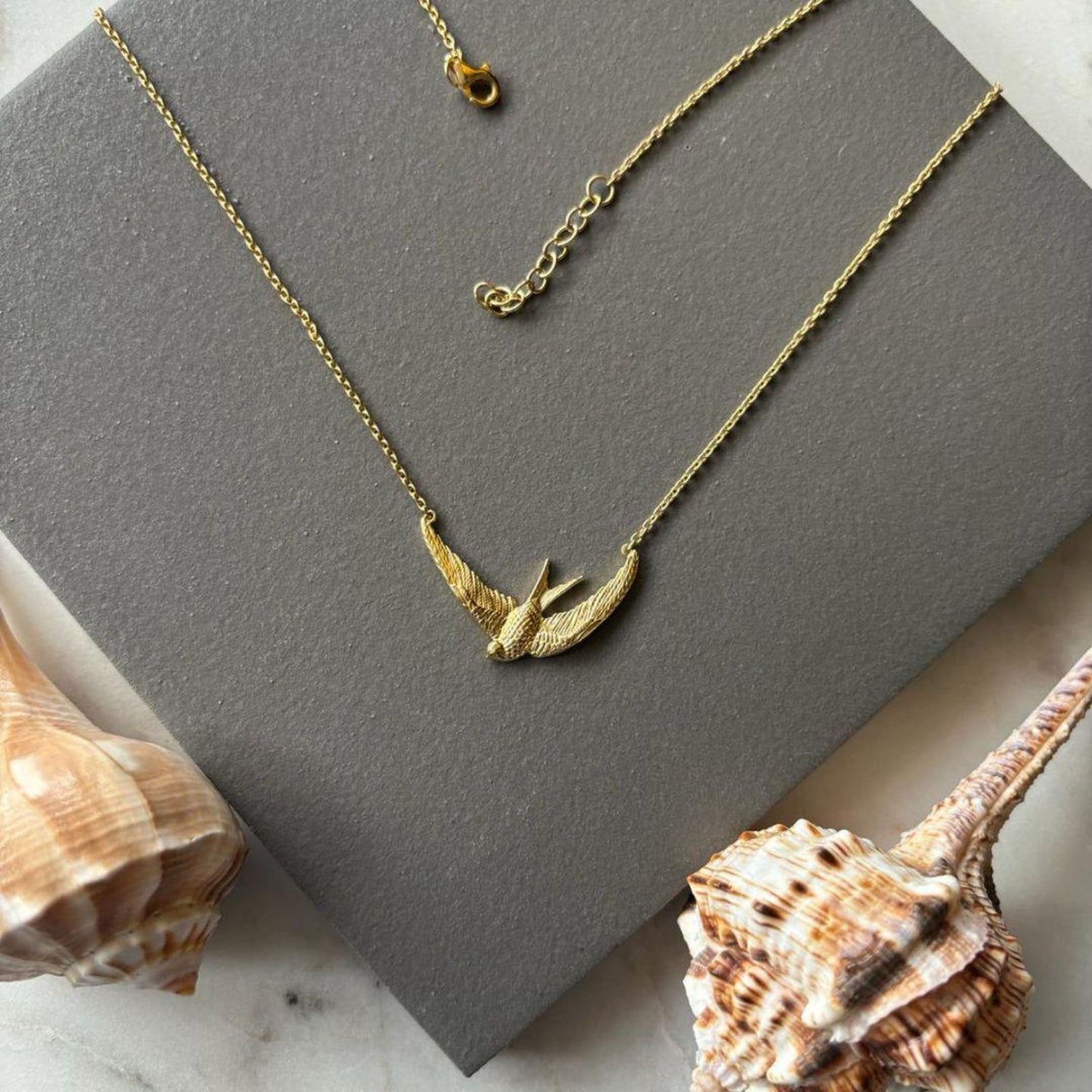 Golden Swallows Pendant Necklace | Sterling Silver & 18K Gold Vermeil