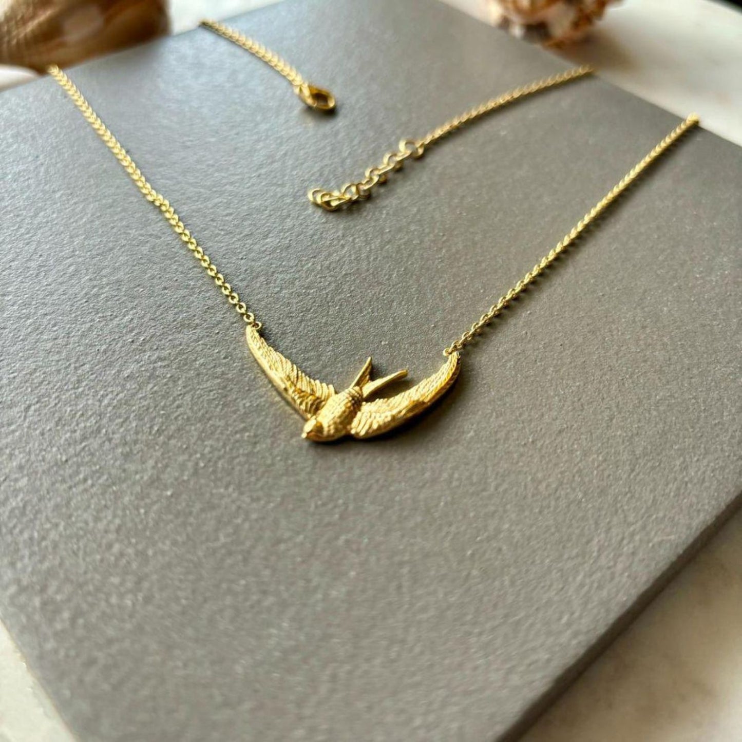 Golden Swallows Pendant Necklace | Sterling Silver & 18K Gold Vermeil