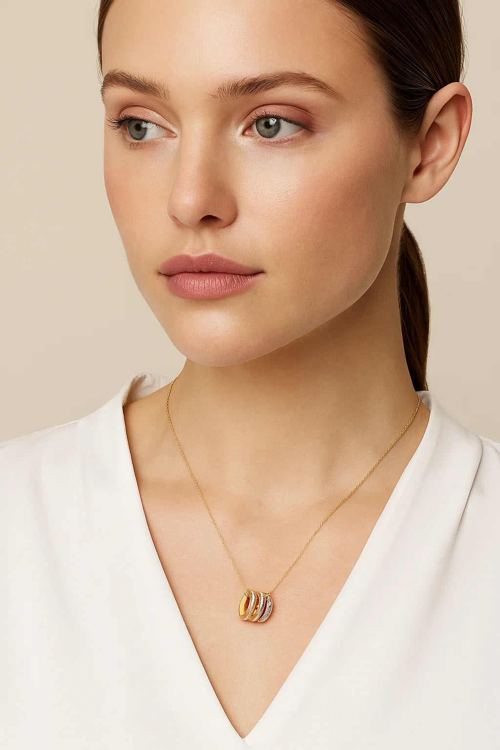 Gold Three Rings Necklace
