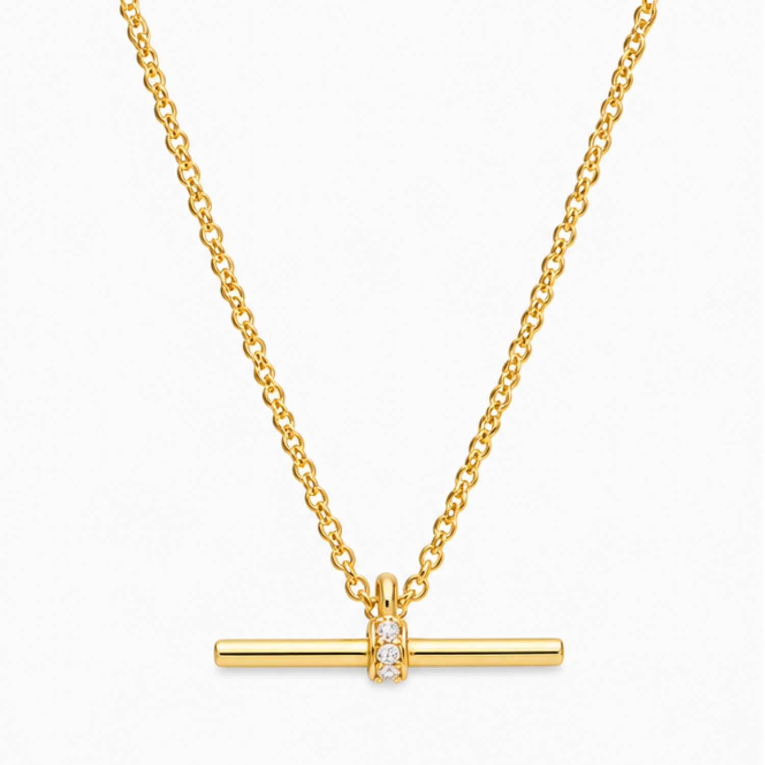 18K Gold Plated T-Bar Pendant Necklace | Shralite London