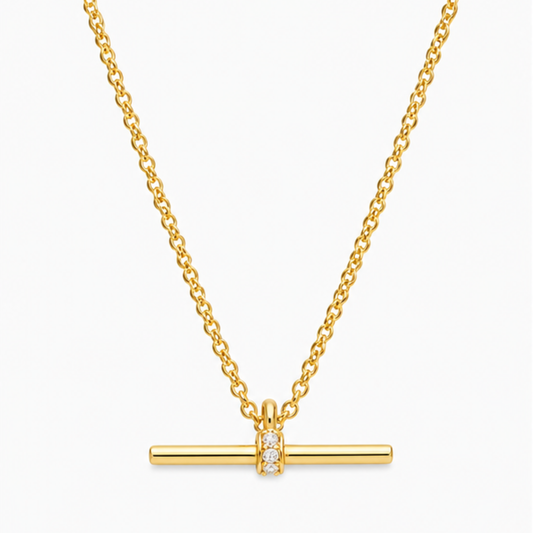 18K Gold Plated T-Bar Pendant Necklace | Shralite London