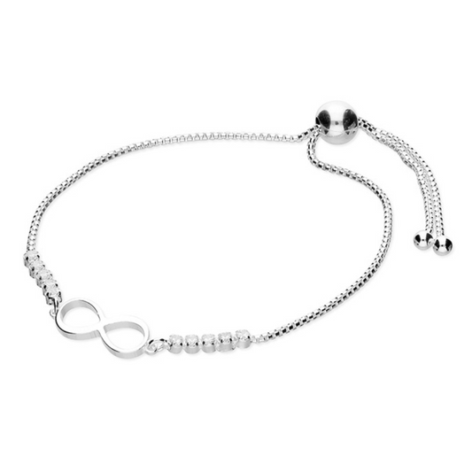 Sterling Silver Cubic Zirconia Infinity Tennis Slider Bracelet