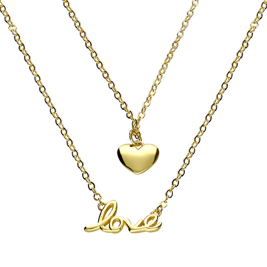 Gold layred Double Chain Pendant Necklace.