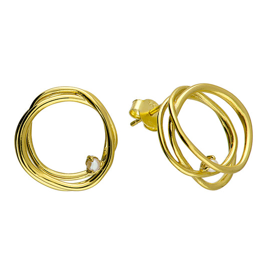 Gold Circles Stud Hoop Earring.