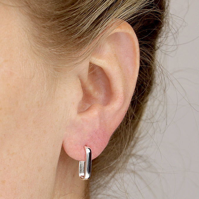 Squared J hoop stud earrings
